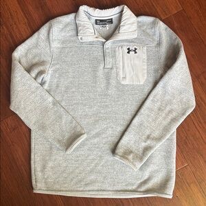 Mens Under Armour Light Gray Zip-Up Sweater